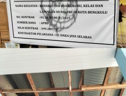 Proyek Renovasi SDN 38 Bengkulu Senilai Rp399 Juta Diduga Asal-Asalan, Pengawasan Lemah Disorot